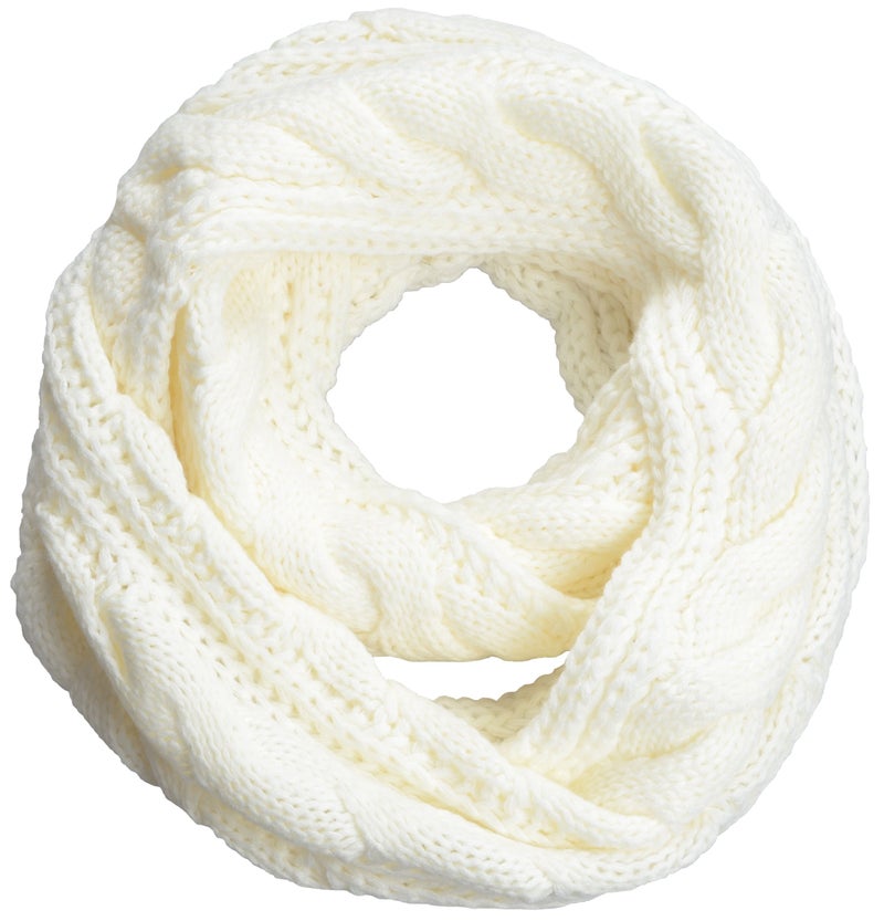 NEOSAN Womens Thick Ribbed Knit Winter Infinity Circle Loop Scarf Twist White - Image 1